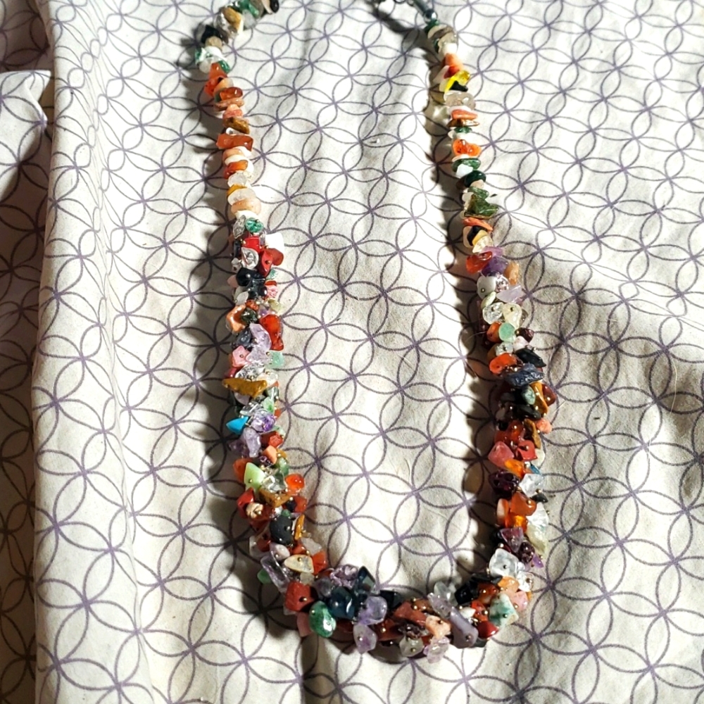 Vintage multi semi precious stone necklace